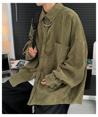 Women's Oversized Button Down Corduroy Shirt Jacket Coat Loose Fit Shacket Green $12.96 Jackets