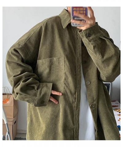 Women's Oversized Button Down Corduroy Shirt Jacket Coat Loose Fit Shacket Green $12.96 Jackets