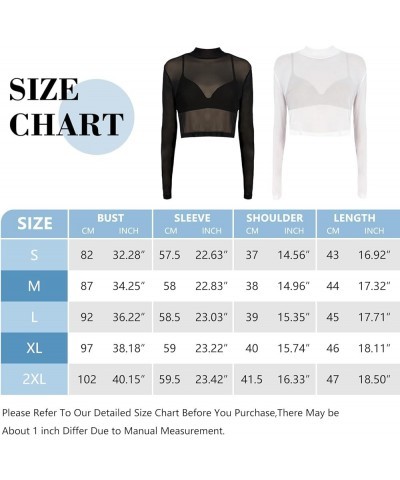 Women's Mesh Tops See Through Shirts Long Sleeve Bodycon Sheer Blouse Clubwear C Black $10.07 Blouses