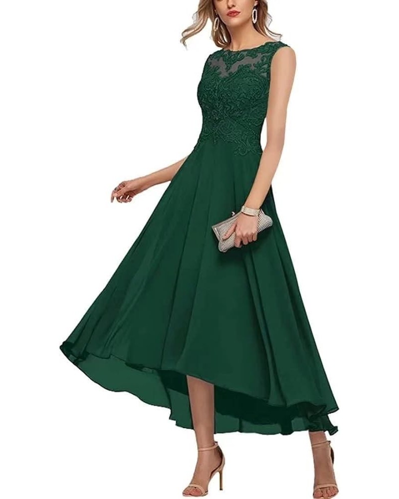 Women's Mother of The Bride Dresses Sleeveless High Low A-line Lace Applique Chiffon Formal Evening Gowns Emerald Green $34.7...