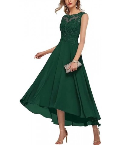 Women's Mother of The Bride Dresses Sleeveless High Low A-line Lace Applique Chiffon Formal Evening Gowns Emerald Green $34.7...