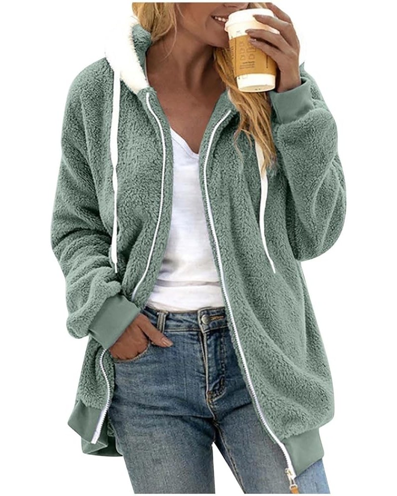 Fleece Jacket Women Plush Thicken Plus Size Winter Coats Cozy Solid Outerwear Long Sleeve Zip Hoodies Casual Winter Clothes A...