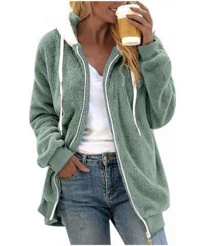 Fleece Jacket Women Plush Thicken Plus Size Winter Coats Cozy Solid Outerwear Long Sleeve Zip Hoodies Casual Winter Clothes A...