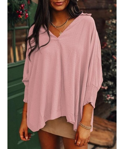 Womens Tunic Tops V Neck Casual Loose 3/4 Sleeve Shirts Dressy Blouses Tops Overiszed T Shirts Pink $12.74 Tops