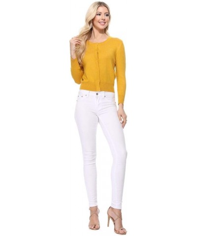 Women's Knit Cardigan Sweater – 3/4 Sleeve Crewneck Basic Classic Casual Button Down Soft Lightweight Knitted Top Ivory $7.48...