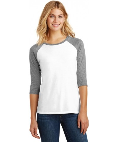 Ladies Perfect Tri 3/4-Sleeve Raglan. DM136L Grey Frost/ White $8.84 Tanks