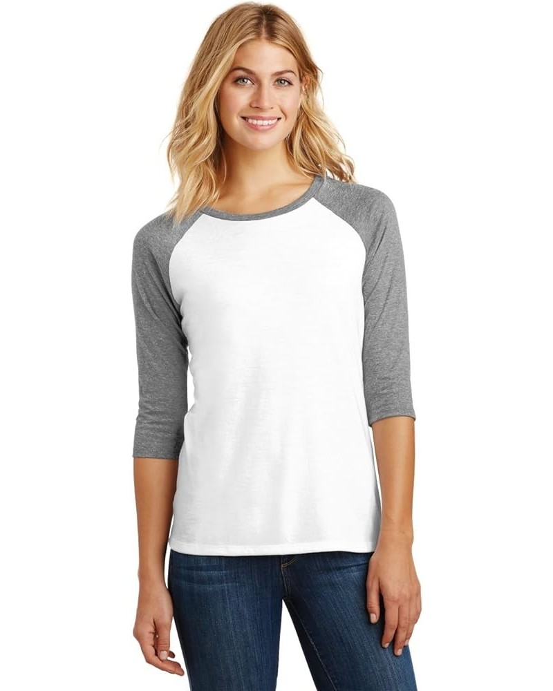 Ladies Perfect Tri 3/4-Sleeve Raglan. DM136L Grey Frost/ White $8.84 Tanks