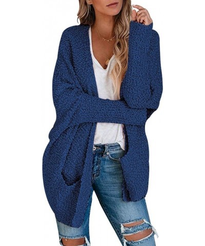 Womens Open Front Fuzzy Cardigan Sweaters Batwing Sleeve Lightweight Oversized Loose Knit Sweater with Pockets Navy $25.51 Sw...