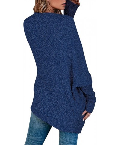 Womens Open Front Fuzzy Cardigan Sweaters Batwing Sleeve Lightweight Oversized Loose Knit Sweater with Pockets Navy $25.51 Sw...