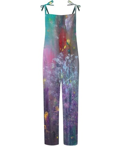 Bohemian Floral Jumpsuit For Women Casual Loose Long Harem Pant Romper Tie Strap Painting Print Jumpsuits Overalls 09 Purple ...