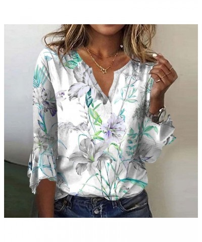 Womens Clothes Fall 2023,3/4 Sleeve Shirts for Women Pattern Print Graphic Tees Blouses Casual Plus Size Basic Tops Pullover ...