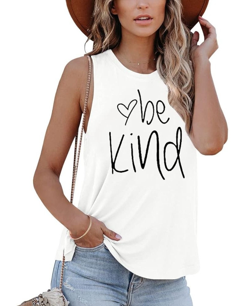 Women Graphic Tank Tops Loose Fit Summer Sleeveless Tee Shirts Casual Crew Neck Basic Blouses W1-be Kind $9.80 Tanks