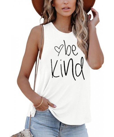 Women Graphic Tank Tops Loose Fit Summer Sleeveless Tee Shirts Casual Crew Neck Basic Blouses W1-be Kind $9.80 Tanks