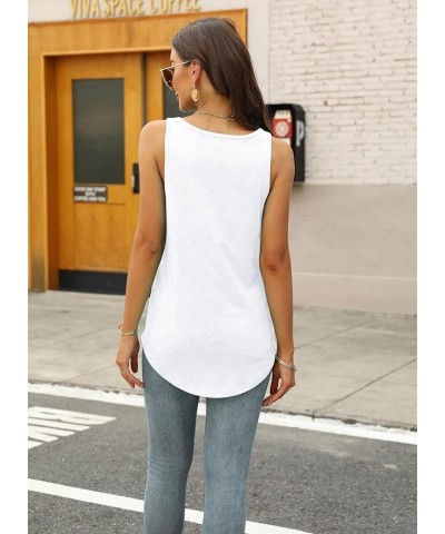 Womens Summer Tank Tops Loose Fit Tunic Casual Scoop Neck Long Flowy White $11.39 Tanks