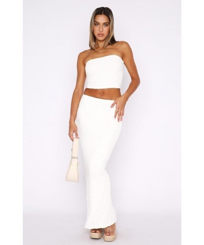 Two Piece Skirt Outfits for Women Sleeveless Tube Tops Bodycon Sexy Maxi Dress 2 Piece Summer Y2K Vacation Set White $20.50 S...