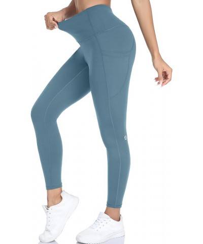 High Waist Compression 7/8 Athletic Leggings-Squat Proof Spandex Yoga Pants 7/8 Leggings with Pockets Blue Gray $10.93 Active...