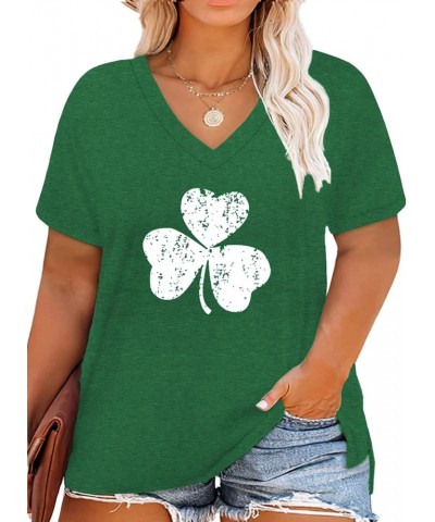 Plus-Size Tops for Women V Neck T Shirts Short Sleeve Side Split Tunics 002-spt-green $11.27 T-Shirts