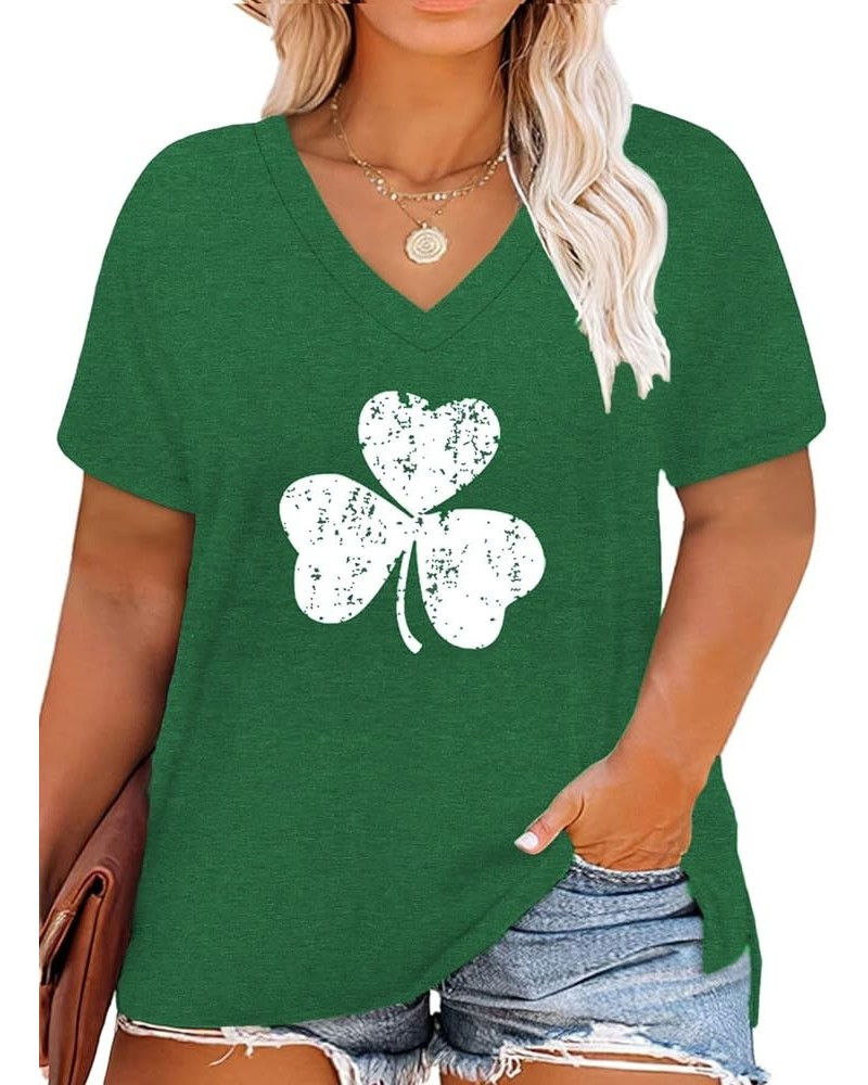 Plus-Size Tops for Women V Neck T Shirts Short Sleeve Side Split Tunics 002-spt-green $11.27 T-Shirts