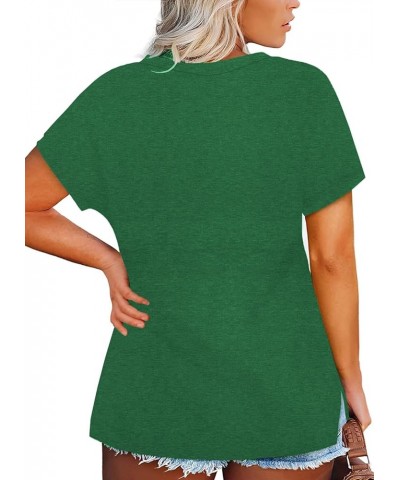 Plus-Size Tops for Women V Neck T Shirts Short Sleeve Side Split Tunics 002-spt-green $11.27 T-Shirts