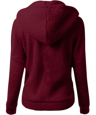 Winter Outfits for Women 2024 Winter Teddy Hood Sweaters for Women Comfy Plus Size Jackets for Women C-wine $4.21 Jackets