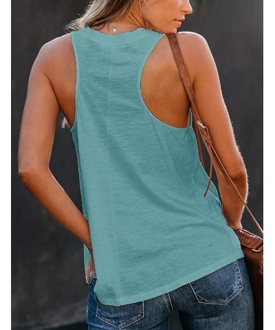 Women's Summer Basic Sleeveless V Neck Casual Tank Tops Loose Shirts A-mint Green $13.74 Tanks