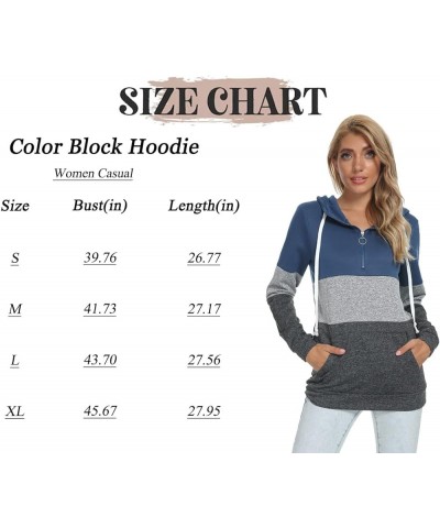 Women Zip up Hoodie Color Block Cowl Neck Drawstring Hooded Sweatshirt Pullover Sweater with Pockets Navy $10.79 Hoodies & Sw...