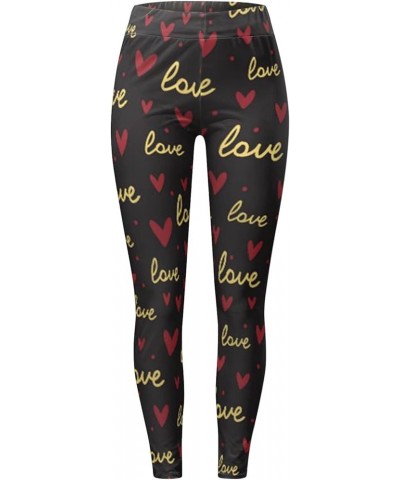 Holiday Leggings for Women Plus Size Valentines Day Pants Love Heart Red Lips Gradient Pattern Holiday Legging T $4.51 Leggings