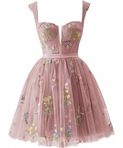 Homecoming Dresses Short Teens Flower Embroidery Tulle Mini Prom Cocktail Party Dress with Pockets 02-dusty Rose $34.19 Dresses