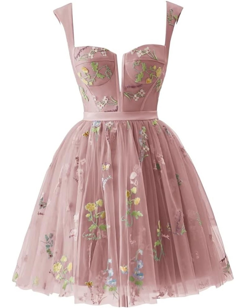 Homecoming Dresses Short Teens Flower Embroidery Tulle Mini Prom Cocktail Party Dress with Pockets 02-dusty Rose $34.19 Dresses