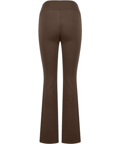 Women' Bootcut Yoga Pants Flare Legging for Women Side Slit Crossover High Waist Bell Bottom Jazz Pants with Pocket A02-brown...