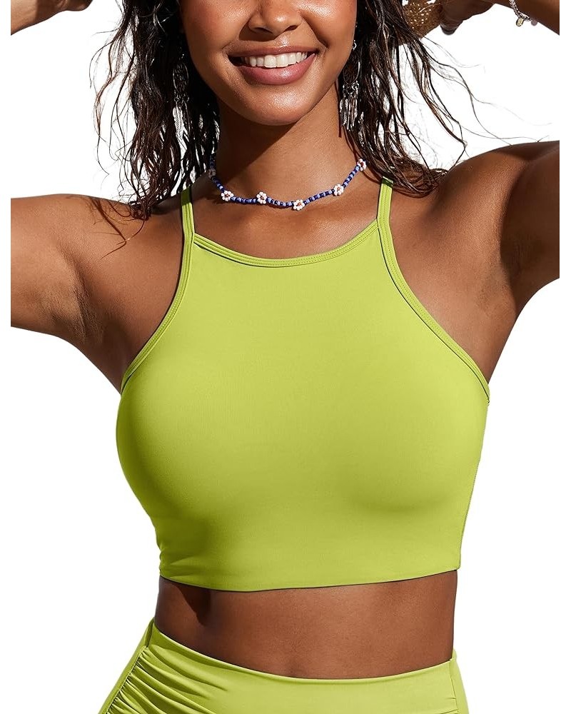 Women's Bikini Tops High Neck Swimsuit Racerback Padded Bathing Suit Sexy Swimwear Primrose Yellow $18.60 Swimsuits