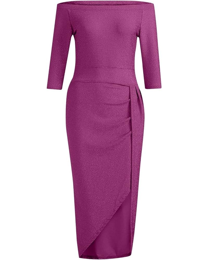 Sexy Dresses for Women 2024 Sleeeless Midi Bodycon Slit Dress Sexy Wrap Party Club Dresses H042 Purple $9.63 Dresses