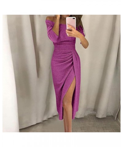 Sexy Dresses for Women 2024 Sleeeless Midi Bodycon Slit Dress Sexy Wrap Party Club Dresses H042 Purple $9.63 Dresses