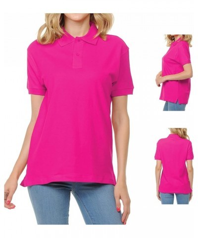 Women's Adult Unisex 100% Cotton Classic Fit Polo Shirt Short Sleeve for Daily Work School Uniform Fuchsia $10.00 Shirts