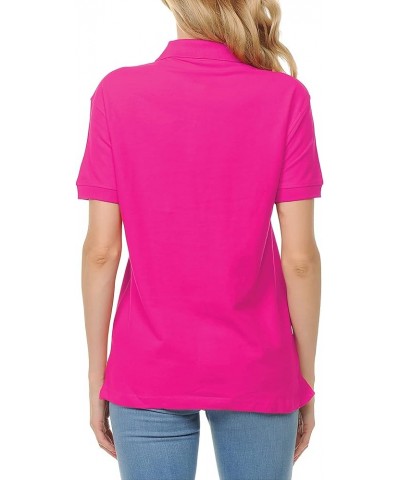 Women's Adult Unisex 100% Cotton Classic Fit Polo Shirt Short Sleeve for Daily Work School Uniform Fuchsia $10.00 Shirts