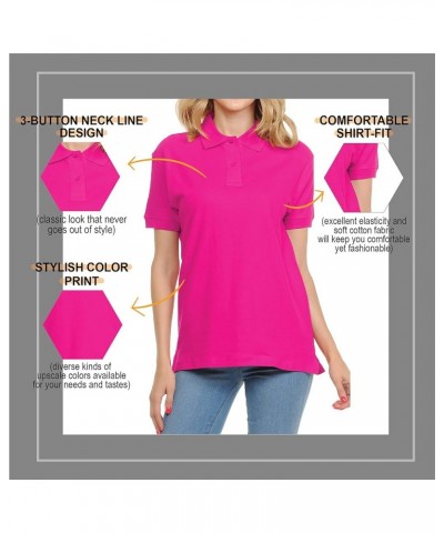 Women's Adult Unisex 100% Cotton Classic Fit Polo Shirt Short Sleeve for Daily Work School Uniform Fuchsia $10.00 Shirts