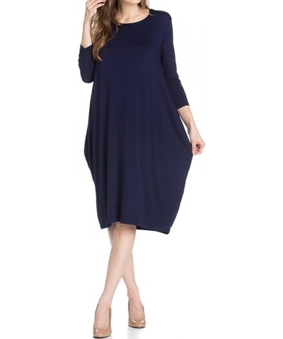 Women's Side Drape Midi Dress Loose Casual Formal Navy $12.99 Dresses