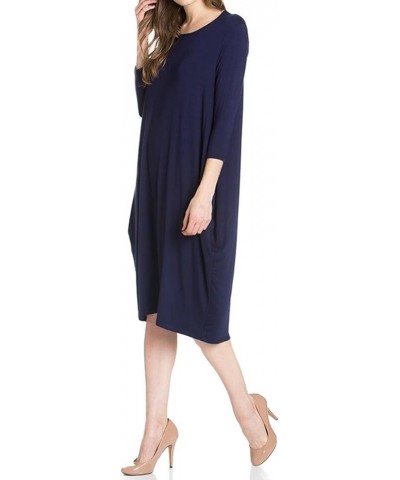 Women's Side Drape Midi Dress Loose Casual Formal Navy $12.99 Dresses