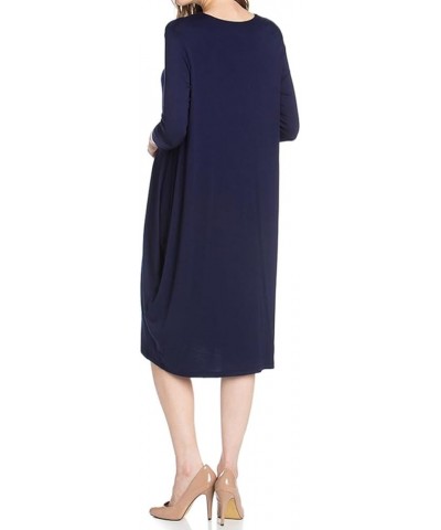 Women's Side Drape Midi Dress Loose Casual Formal Navy $12.99 Dresses