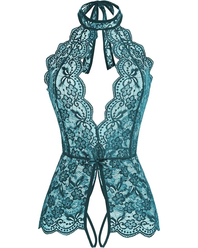 Women One Piece Lingerie Lace Sexy Baby Dolls Teddy Sleepwear Darkturquoise $10.19 Lingerie