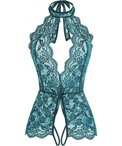 Women One Piece Lingerie Lace Sexy Baby Dolls Teddy Sleepwear Darkturquoise $10.19 Lingerie