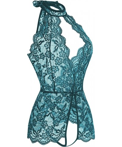 Women One Piece Lingerie Lace Sexy Baby Dolls Teddy Sleepwear Darkturquoise $10.19 Lingerie