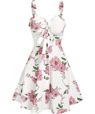 Women's 2023 Summer Dresses Sleeveless Casual Swing Dress Bohemian Floral Print Sunflower Print Cami Dress White $16.80 Dresses