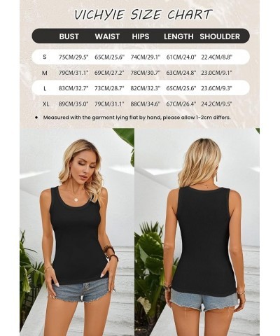 Womens Summer Tank Tops Crewneck Sleeveless Shirts Ribbed Tanks Slim Fitted Casual Basic Tee Shirt Dark Green $11.04 Tanks