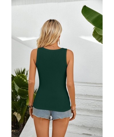 Womens Summer Tank Tops Crewneck Sleeveless Shirts Ribbed Tanks Slim Fitted Casual Basic Tee Shirt Dark Green $11.04 Tanks