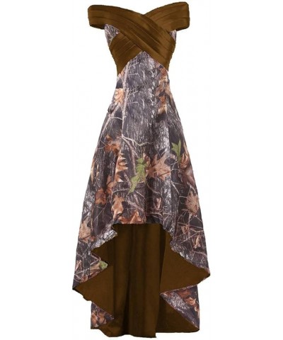 Off Shoulder Camo Military Dance Prom Dresses Bridesmaid Dress High Low Chocolate $32.45 Dresses