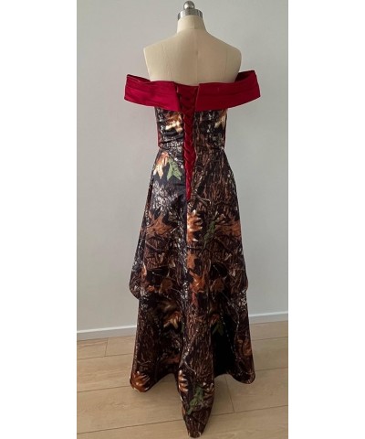 Off Shoulder Camo Military Dance Prom Dresses Bridesmaid Dress High Low Chocolate $32.45 Dresses