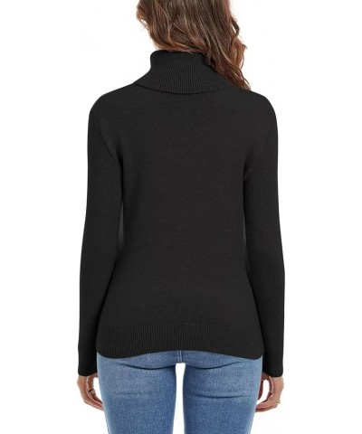 2024 Womens' Turtleneck Long Sleeve Cable Knit Sweaters Black $21.07 Sweaters