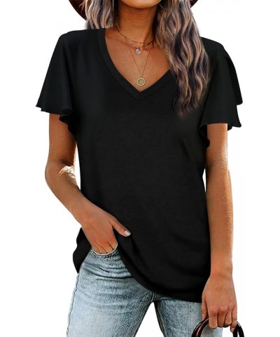 Women Summer Tops V-Neck T-Shirts Womens Tops Dressy Casual Puff Long-Sleeve Tops Tunic Tops Blouse Black $10.99 T-Shirts