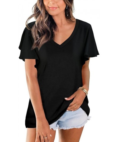 Women Summer Tops V-Neck T-Shirts Womens Tops Dressy Casual Puff Long-Sleeve Tops Tunic Tops Blouse Black $10.99 T-Shirts